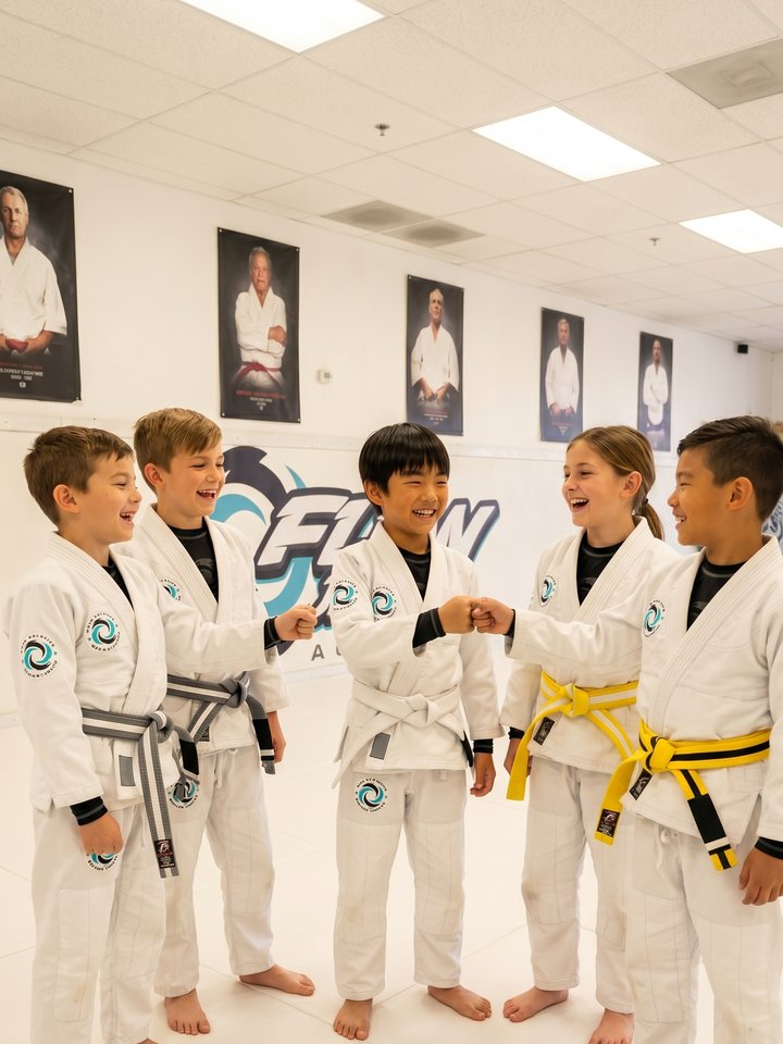 Charter and homeschool kids training Brazilian Jiu-Jitsu at Flow Academy Indio